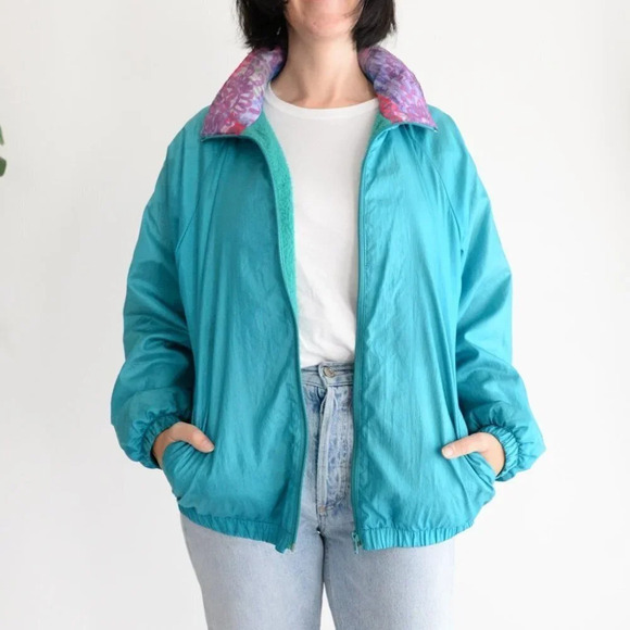 Vintage  D'Allairds Vintage Teal Zip Up Windbreaker - Picture 2 of 15